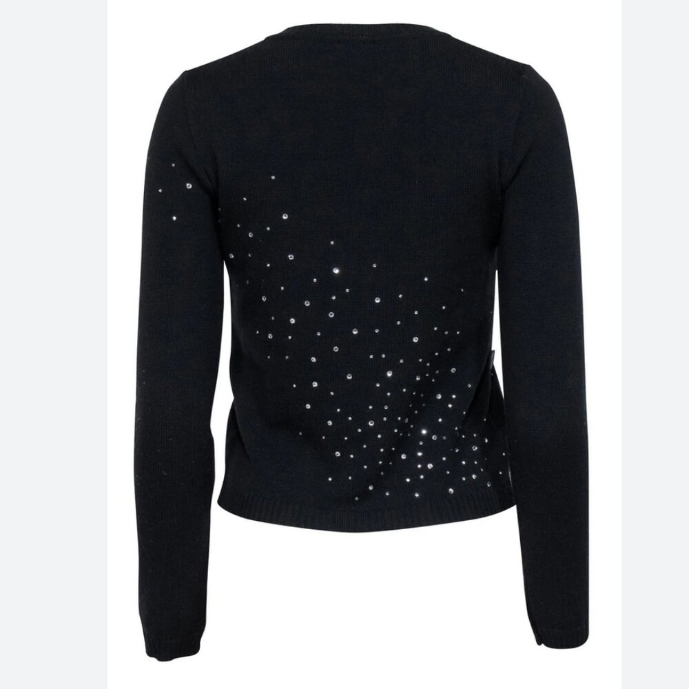 Auc Moschno Rhinestones embellished Lana Wool Black cardigan S - Picture 8 of 14